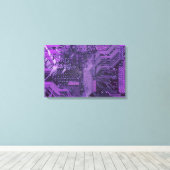 Paarse Cyber Circuit Board Tech Art Electronics Canvas Afdruk (Insitu (Houten vloer))
