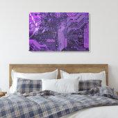 Paarse Cyber Circuit Board Tech Art Electronics Canvas Afdruk (Insitu (Slaapkamer))