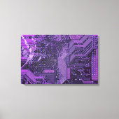 Paarse Cyber Circuit Board Tech Art Electronics Canvas Afdruk (Voorkant)