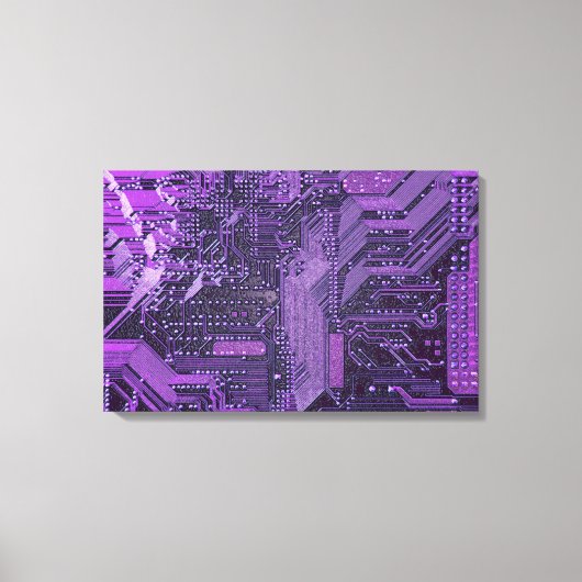 Paarse Cyber Circuit Board Tech Art Electronics Canvas Afdruk (Voorkant)