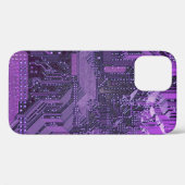 Paarse Cyber Circuit Board Tech Art Electronics Case-Mate iPhone Case (Achterkant (horizontaal))