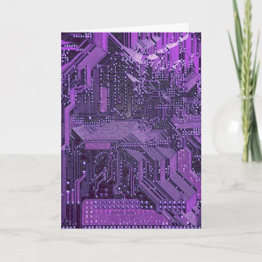 Paarse Cyber Circuit Board Tech Art Electronics Kaart (Voorkant)