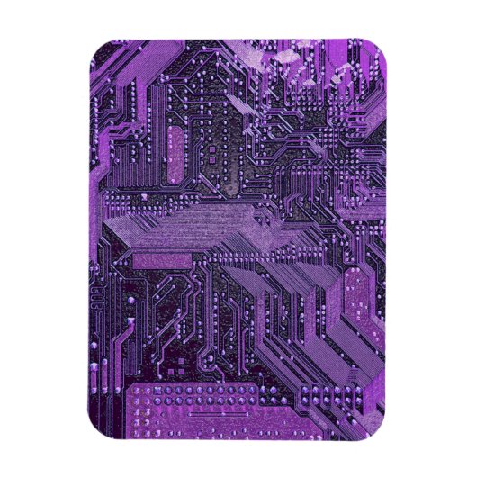 Paarse Cyber Circuit Board Tech Art Electronics Magneet (Verticaal)