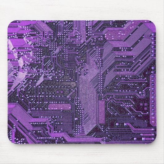 Paarse Cyber Circuit Board Tech Art Electronics Muismat (Voorkant)