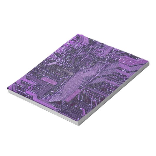 Paarse Cyber Circuit Board Tech Art Electronics Notitieblok (Linkerzijde)