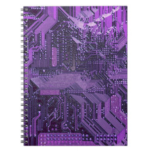 Paarse Cyber Circuit Board Tech Art Electronics Notitieboek