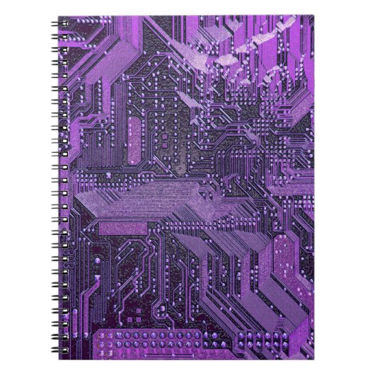 Paarse Cyber Circuit Board Tech Art Electronics Notitieboek (Voorkant)