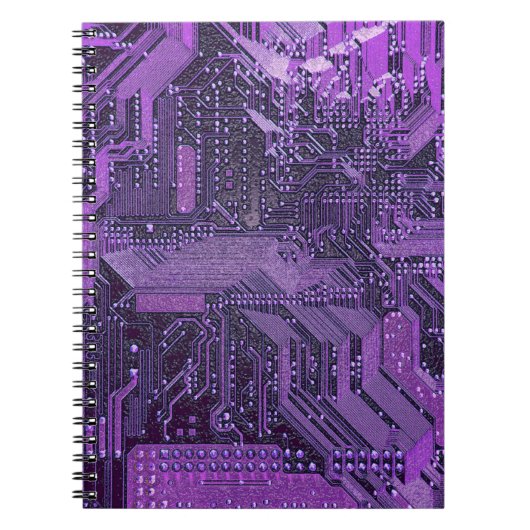 Paarse Cyber Circuit Board Tech Art Electronics Notitieboek (Voorkant)