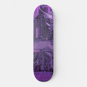 Paarse Cyber Circuit Board Tech Art Electronics Persoonlijk Skateboard
