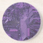 Paarse Cyber Circuit Board Tech Art Electronics Zandsteen Onderzetter (Voorkant)