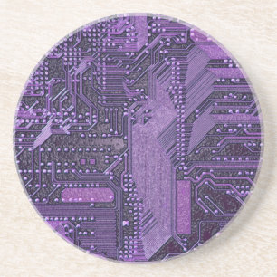 Paarse Cyber Circuit Board Tech Art Electronics Zandsteen Onderzetter