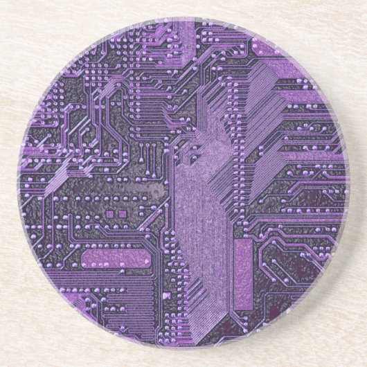 Paarse Cyber Circuit Board Tech Art Electronics Zandsteen Onderzetter (Voorkant)