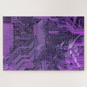 Paarse Cyber Circuit Board Tech Electronics Legpuzzel (Horizontaal)