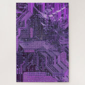 Paarse Cyber Circuit Board Tech Electronics Legpuzzel (Verticaal)
