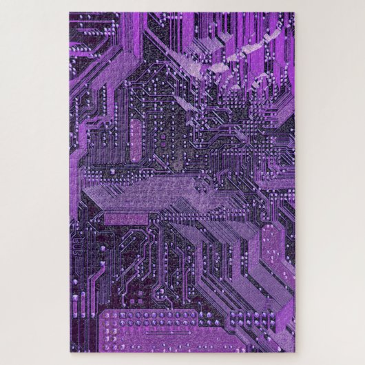 Paarse Cyber Circuit Board Tech Electronics Legpuzzel (Verticaal)