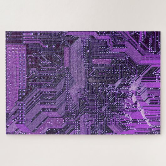 Paarse Cyber Circuit Board Tech Electronics Legpuzzel (Horizontaal)