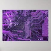 Paarse Cyber Circuit Board Tech Electronics Poster (Voorkant)