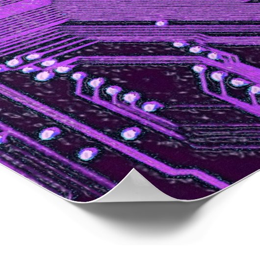 Paarse Cyber Circuit Board Tech Electronics Poster (Hoek)