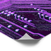 Paarse Cyber Circuit Board Tech Elektronica Poster (Hoek)