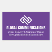 Paarse Cyber Technologie Computerbedrijf Custom Rechthoekige Sticker (Voorkant)
