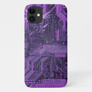 Paarse Cyberprintplaat Tech Kunst Elektronica Case-Mate iPhone Case
