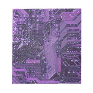 Paarse Cyberprintplaat Tech Kunst Elektronica Notitieblok