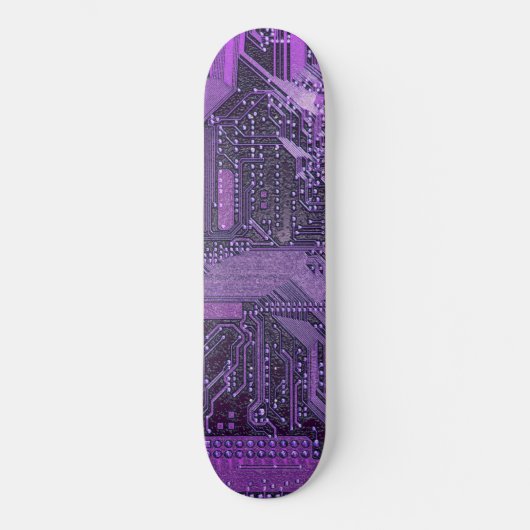 Paarse Cyberprintplaat Tech Kunst Elektronica Persoonlijk Skateboard (Voorkant)