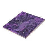 Paarse Cyberprintplaat Tech Kunst Elektronica Tegeltje (Zijkant)