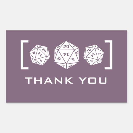 Paarse D20-desktop gamer Dank u Stickers (Voorkant)