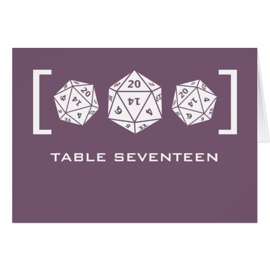 Paarse D20-desktop Gamer Table Number Kaart (Voorkant Horizontaal)
