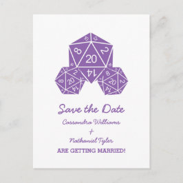 Paarse D20-desktop Het Briefkaart Datum opslaan