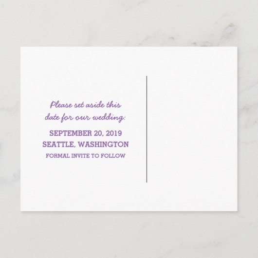 Paarse D20-desktop Het Briefkaart Datum opslaan (Achterkant)