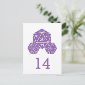 Paarse D20-desktop tabelnummer Briefkaart (Staand voorkant)