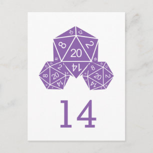 Paarse D20-desktop tabelnummer Briefkaart