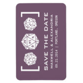 Paarse D20-desktopgamer bespaart de datum magneet (Verticaal)