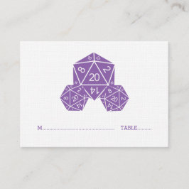Paarse D20-dice bruiloft-kaart Plaatskaartje