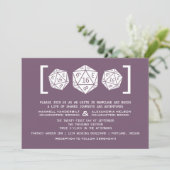 Paarse D20 Dice Gamer Wedding Invitation Kaart (Staand voorkant)