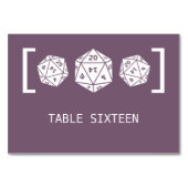 Paarse D20 Dice Gamer Wedding Table Kaart (Achterkant)