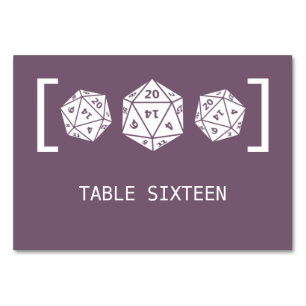 Paarse D20 Dice Gamer Wedding Table Kaart