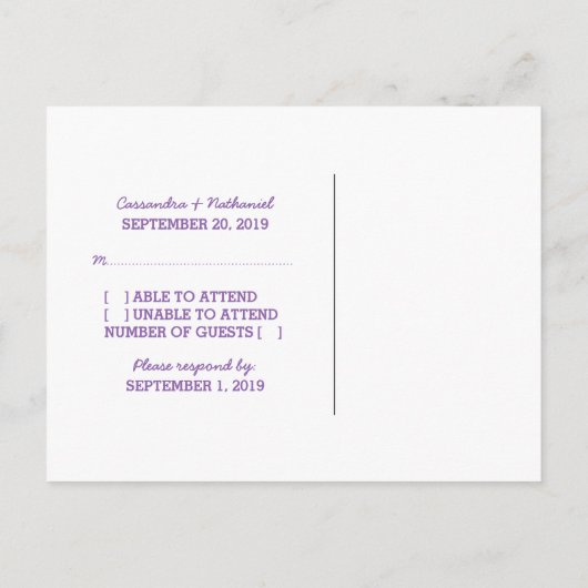 Paarse D20 Dice Response Briefkaart (Achterkant)