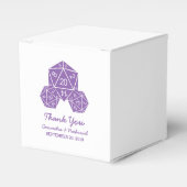 Paarse D20 Dice Wedding Favor Boxes Bedankdoosjes (Voorkant Zijde)