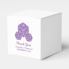 Paarse D20 Dice Wedding Favor Boxes Bedankdoosjes