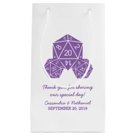 Paarse D20 Dice Wedding Gift Bag Klein Cadeauzakje