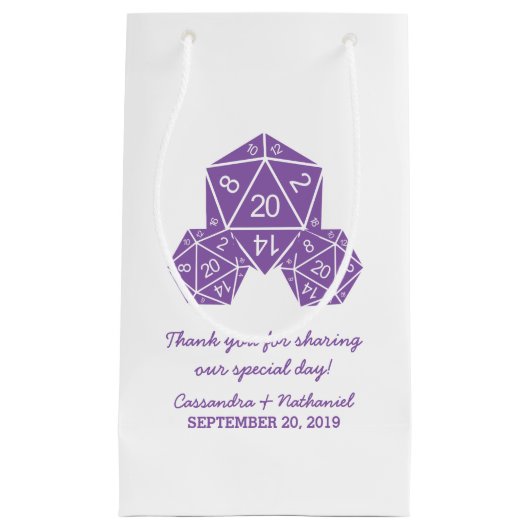 Paarse D20 Dice Wedding Gift Bag Klein Cadeauzakje (Voorkant)