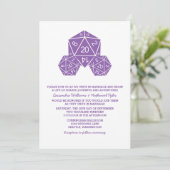 Paarse D20 Dice Wedding Invite Kaart (Staand voorkant)