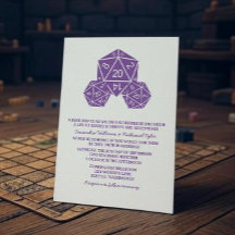Paarse D20 Dice Wedding Invite