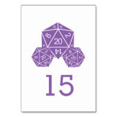 Paarse D20 Dice Wedding Table Kaart (Voorkant)