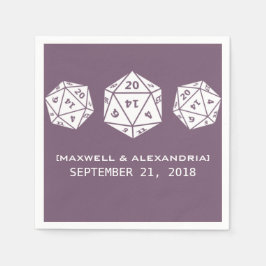 Paarse D20 Dobbelsteen Gamer Bruiloft Papieren Ser Servetten