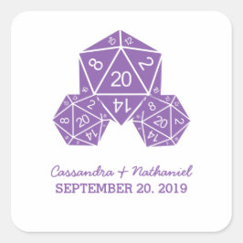 Paarse D20-ijsboer Vierkante Sticker