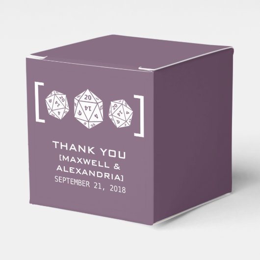 Paarse D20-ijsgamer-ventilatorboxen Bedankdoosjes (Voorkant Zijde)